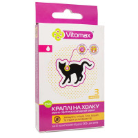 Vitomax Противоразитарные эко-капли на холку от блох и клещей для кошек