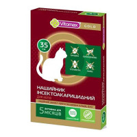 Vitomax Gold Нашийник протипаразитарний від бліх та іксодових кліщів для котів 35 см