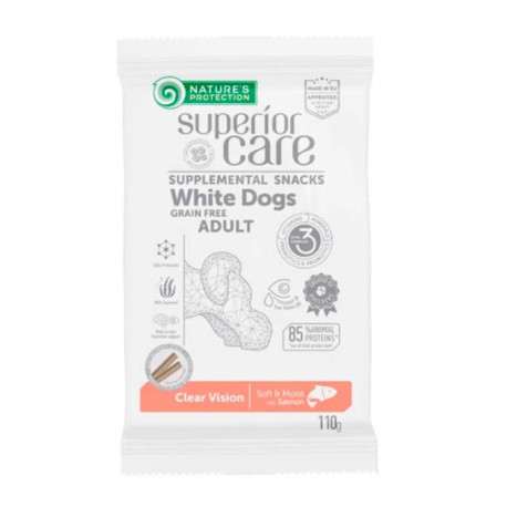 Nature's Protection Superior Care Dog Adult White Clear Vision Grain Free Salmon Беззернові ласощі для дорослих собак з білим забарвленням з лососем