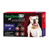 Secfour 3D Капли на холку от блох клещей и комаров для собак от 10 до 20 кг