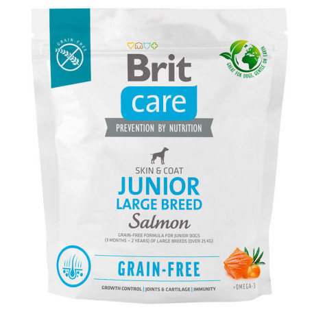 Brit Care Dog Grain-free Junior Large Breed Salmon Беззеровой сухой корм для щенков крупных пород с лососем