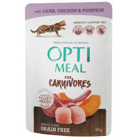 Optimeal Cat Adult Беззерновые консервы для взрослых кошек с ягненком куриным филе в тыквенном желе