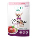 Optimeal Privilege Adult Dog Grain Беззернові консерви для дорослих собак дрібних порід з телятиною та курячим філе в соусі