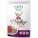 Optimeal Privilege Adult Dog Grain Беззернові консерви для дорослих собак дрібних порід з ягнятком та шпинатом у соусі