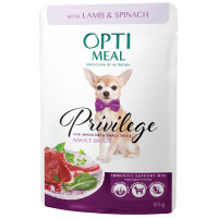 Optimeal Privilege Adult Dog Grain Free Беззерновые консервы для взрослых собак мелких пород с ягненком и шпинатом в соусе