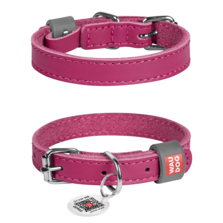 Collar Waudog Classic Ошейник для собак кожаный розовый
