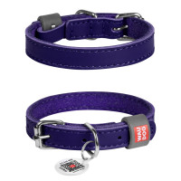 Collar Waudog Classic Ошейник для собак кожаный фиолетовый