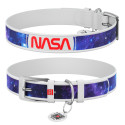 Collar Waudog Design Нашийник для собак шкіряний з QR паспортом NASA21 білий