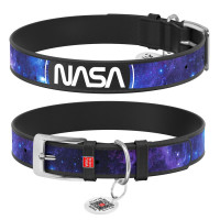 Collar Waudog Design Нашийник для собак шкіряний з QR паспортом NASA21 чорний