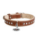 Collar Waudog Soft Ошейник для собак кожаный с металлическими украшениями коричневый