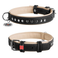 Collar Waudog Soft Ошейник для собак кожаный с металлическими украшениями черный