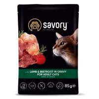 Savory Cat Adult Pouch Lamb and Beetroot Консерви для дорослих кішок з ягнятком та буряком у соусі