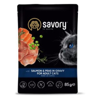 Savory Cat Adult Pouch Salmon and Peas Консервы для взрослых кошек с лососем и горошком в соусе