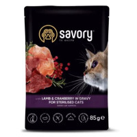 Savory Cat Sterilised Pouch Lamb and Cranberry Консерви для стерилізованих кішок з ягнятком та журавлиною в соусі