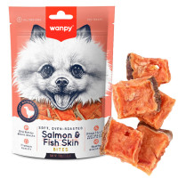 Wanpy Soft Salmon & Fish Skin Bites Лакомства для собак кусочки лосося