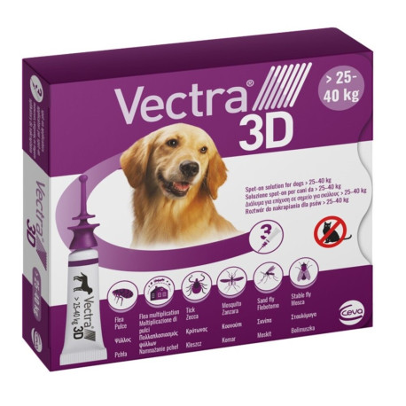 Ceva Vectra 3D Капли на холку для собак от блох, клещей и комаров от 25 до 40 кг