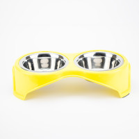 Agility Двойная миска металлическая на подставке со сменной чашей желтая
