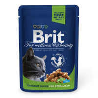 Brit Premium Cat Adult Pouch Консервы для стерилизованных кошек с курицей в соусе