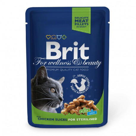Brit Premium Cat Adult Pouch Консерви для стерилізованих кішок з куркою у соусі