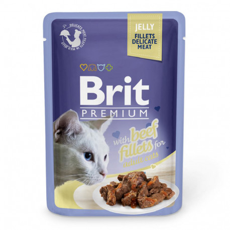 Brit Premium Cat Adult Pouch Консерви для дорослих кішок з філе яловичини в желе