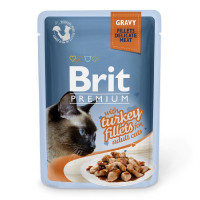 Brit Premium Cat Adult Pouch Консервы для взрослых кошек с филе индейкой в соусе