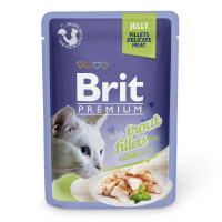 Brit Premium Cat Adult Pouch Консерви для дорослих кішок з філе форелі в желе
