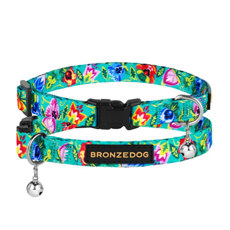 Bronzedog Urban Folk Ошейник для кошек нейлоновый с пластиковой пряжкой и колокольчиком 