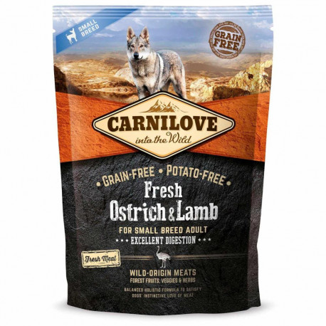 Carnilove Fresh Dog Adult Ostrich and Lamb Беззерновой сухой корм для взрослых собак мелких пород со страусом и ягненком