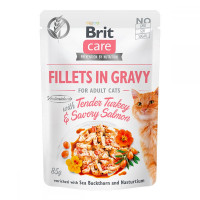 Консерви для дорослих кішок з індичкою та лососем у соусі Savory Brit Care Cat