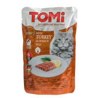TOMi Turkey in Spinach Jelly Консерви для дорослих кішок з індичкою у шпинатному желі