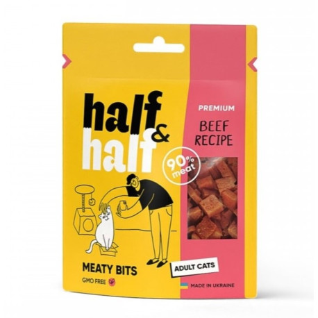 Half&Half Meaty Bits Beef Adult Cats Ласощі для кішок з яловичиною