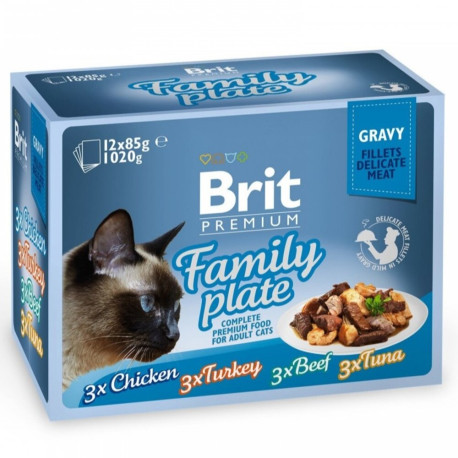 Brit Premium Cat Family Plate Gravy Pouch Набор консерв для кошек семейная тарелка в соусе