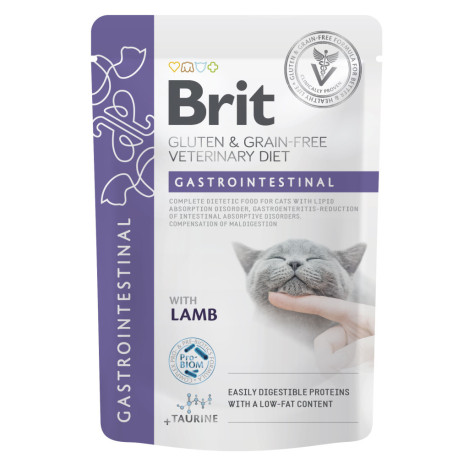 Brit GF Veterinary Diets Cat Gastrointestinal Лечебные консервы для взрослых кошек при нарушениях пищеварения с ягненком