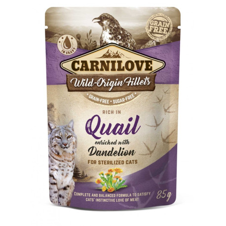 Carnilove Cat Adult Sterilized Pouch Quail and Dandelion Консерви для стерилізованих кішок з перепілкою та кульбабкою