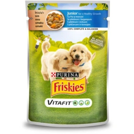 Friskies Dog Junior Консерви для цуценят з куркою та морквою шматочки в соусі