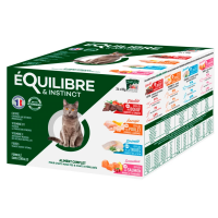 Equilibre & instinct Консервы для взрослых и стерилизованных кошек с курицей, форелью, говядиной и лососем в соусе