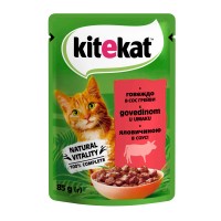 Kitekat Natural Vitality Консервы для взрослых кошек с говядиной в соусе