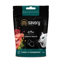 Savory Cats Snacks Crunchy Kitten with Turkey and Cranberries Хрумкі ласощі для кошенят з індичкою та журавлиною