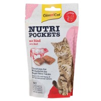 GimCat Nutri Pockets with Beef & Fiber Лакомства для кошек с говядиной и солодом