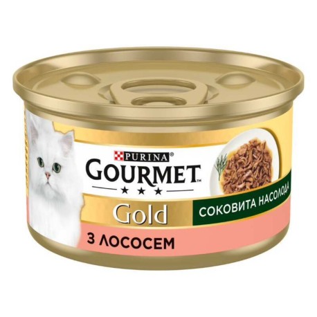 Gourmet Gold Консервы для взрослых кошек сочное наслаждение с лососем