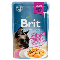 Brit Premium Cat Adult Pouch Консерви для стерилізованих кішок з філе лосося в соусі