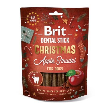 Brit Dental Stick Christmas Apple Strudel Різдвяні ласощі для собак для зубів з яблучним штруделем