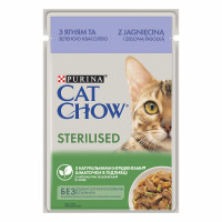 Cat Chow Sterilised Консервы для стерилизованных кошек с ягненком и зеленой фасолью в желе