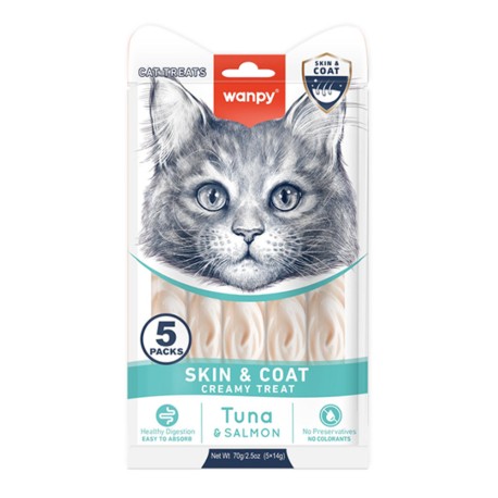 Wanpy Functional Creamy Lickable Treats Skin & Coat Лакомства для кошек жидкое для кожи и шерсти