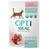 Optimeal Cat Adult Консерви для дорослих кішок з телятиною в журавлинному соусі