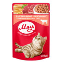 Мяу Консервы для взрослых кошек с говядиной в нежном соусе