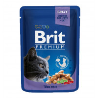 Brit Premium Cat Adult Pouch Консерви для дорослих кішок з тріскою в соусі