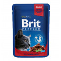 Brit Premium Cat Adult Pouch Консерви для дорослих кішок з тушкованою яловичиною та горошком у соусі