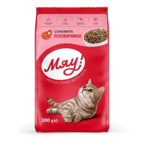 Мяу Сухой корм для взрослых кошек с телятиной