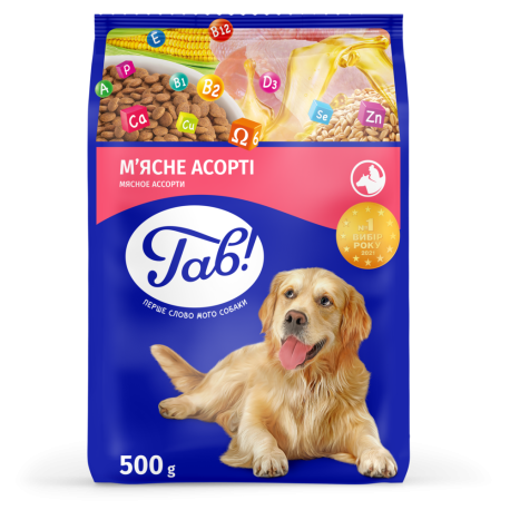 Гав Сухой корм для взрослых собак мясное ассорти